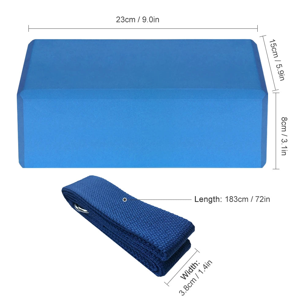 Set of two EVA foam yoga blocks designed for training, exercise, and body shaping. These lightweight, durable blocks provide essential support for yoga, stretching, and dance routines, enhancing flexibility and stability. Ideal for both beginners and advanced practitioners, they assist with proper alignment and help deepen stretches during workouts, making them a must-have auxiliary tool for fitness enthusiasts.