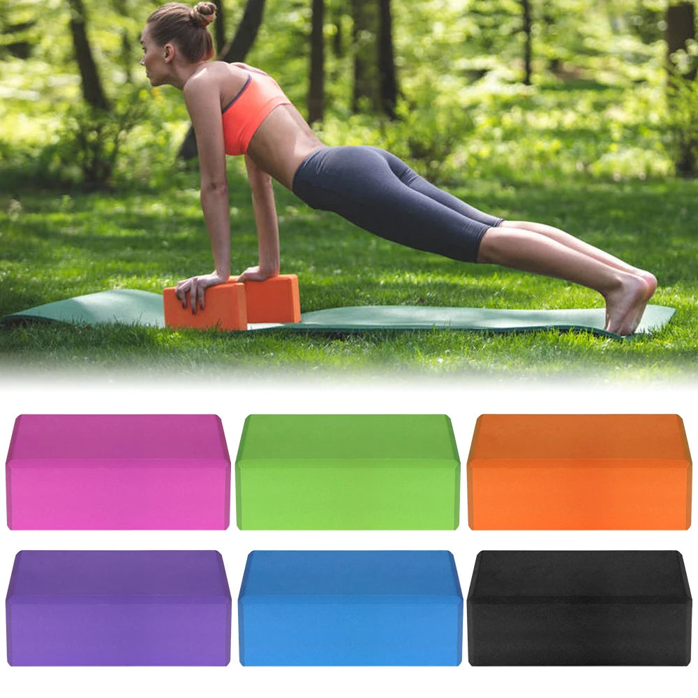 Set of two EVA foam yoga blocks designed for training, exercise, and body shaping. These lightweight, durable blocks provide essential support for yoga, stretching, and dance routines, enhancing flexibility and stability. Ideal for both beginners and advanced practitioners, they assist with proper alignment and help deepen stretches during workouts, making them a must-have auxiliary tool for fitness enthusiasts.