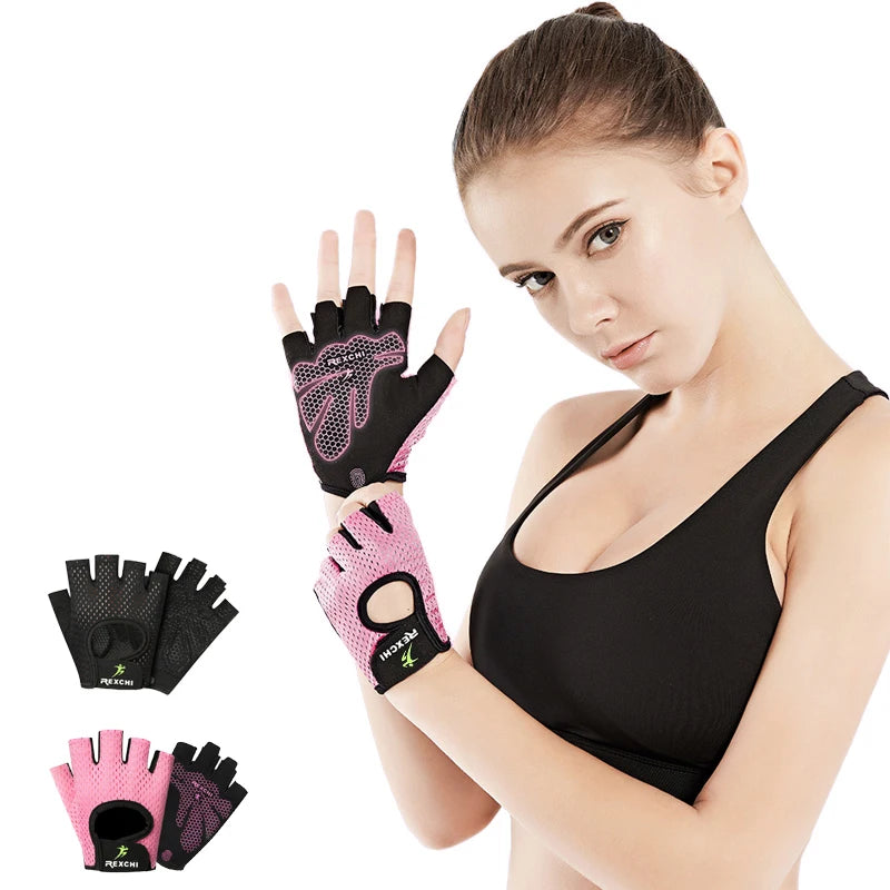 Women's Silicone Non-Slip Half-Finger Fitness Gloves