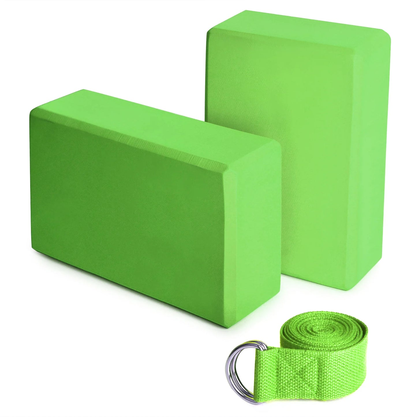 Set of two EVA foam yoga blocks designed for training, exercise, and body shaping. These lightweight, durable blocks provide essential support for yoga, stretching, and dance routines, enhancing flexibility and stability. Ideal for both beginners and advanced practitioners, they assist with proper alignment and help deepen stretches during workouts, making them a must-have auxiliary tool for fitness enthusiasts.