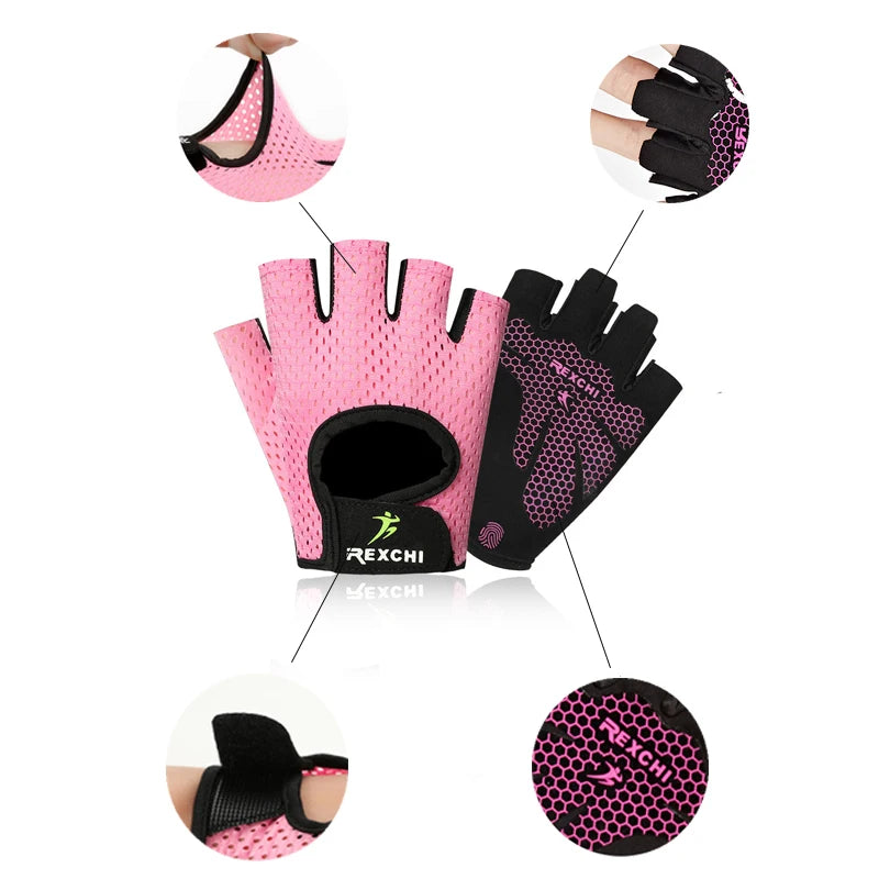 Women's Silicone Non-Slip Half-Finger Fitness Gloves