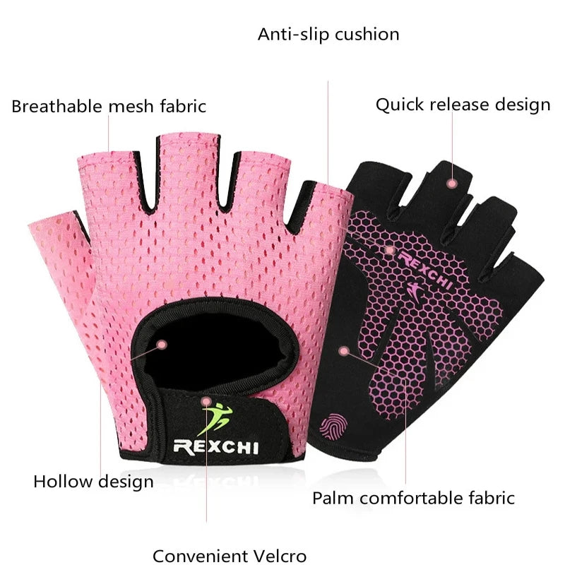 Women's Silicone Non-Slip Half-Finger Fitness Gloves