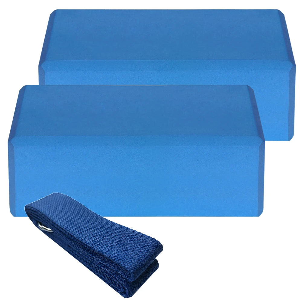 Set of two EVA foam yoga blocks designed for training, exercise, and body shaping. These lightweight, durable blocks provide essential support for yoga, stretching, and dance routines, enhancing flexibility and stability. Ideal for both beginners and advanced practitioners, they assist with proper alignment and help deepen stretches during workouts, making them a must-have auxiliary tool for fitness enthusiasts.