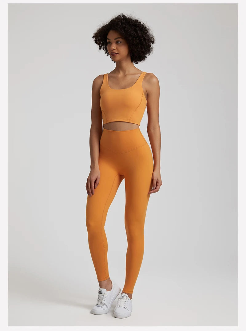 2-Piece Yoga Set - U-Back Crop Top & High Waist Leggings