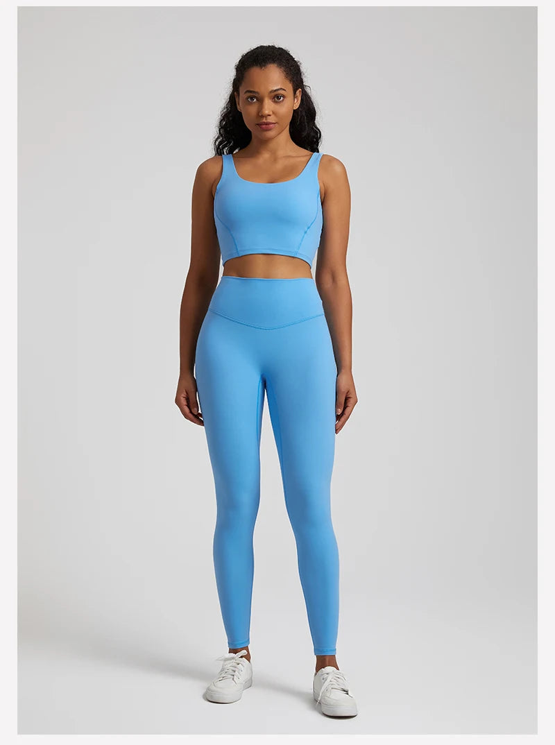 2-Piece Yoga Set - U-Back Crop Top & High Waist Leggings