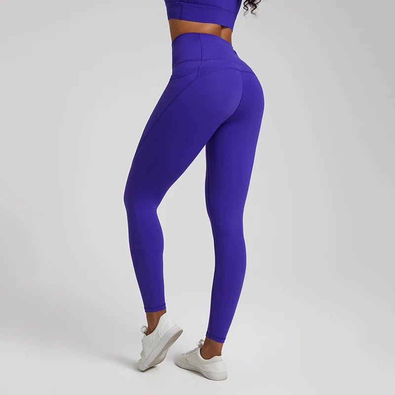 Naked High-Waist Yoga Leggings - 3 Pocket Ankle-Length Sport Leggings for Women