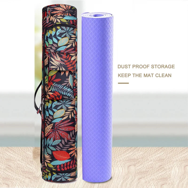 Printed Yoga Mat Bag - Stylish Sports Mat Backpack for Men and Women