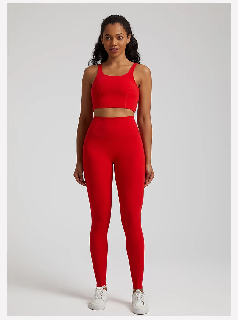 2-Piece Yoga Set - U-Back Crop Top & High Waist Leggings