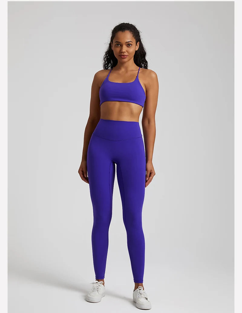 Buttery Soft Two-Piece Gym Set for Women: Backless Sports Bra & High-Waist Leggings