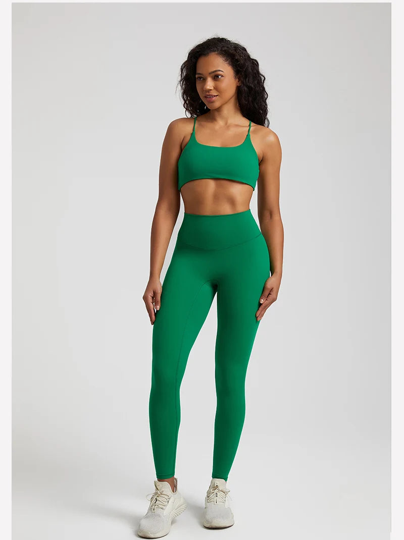 Buttery Soft Two-Piece Gym Set for Women: Backless Sports Bra & High-Waist Leggings