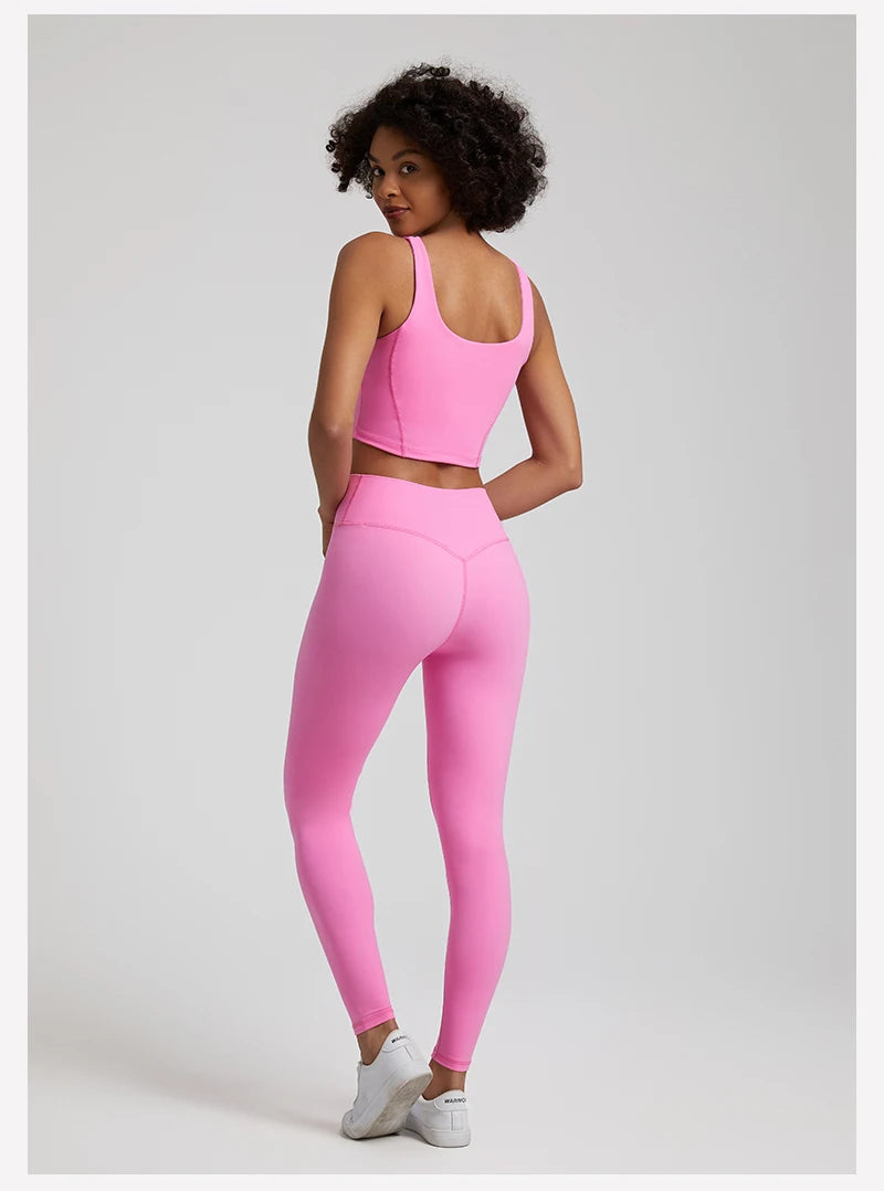 2-Piece Yoga Set - U-Back Crop Top & High Waist Leggings