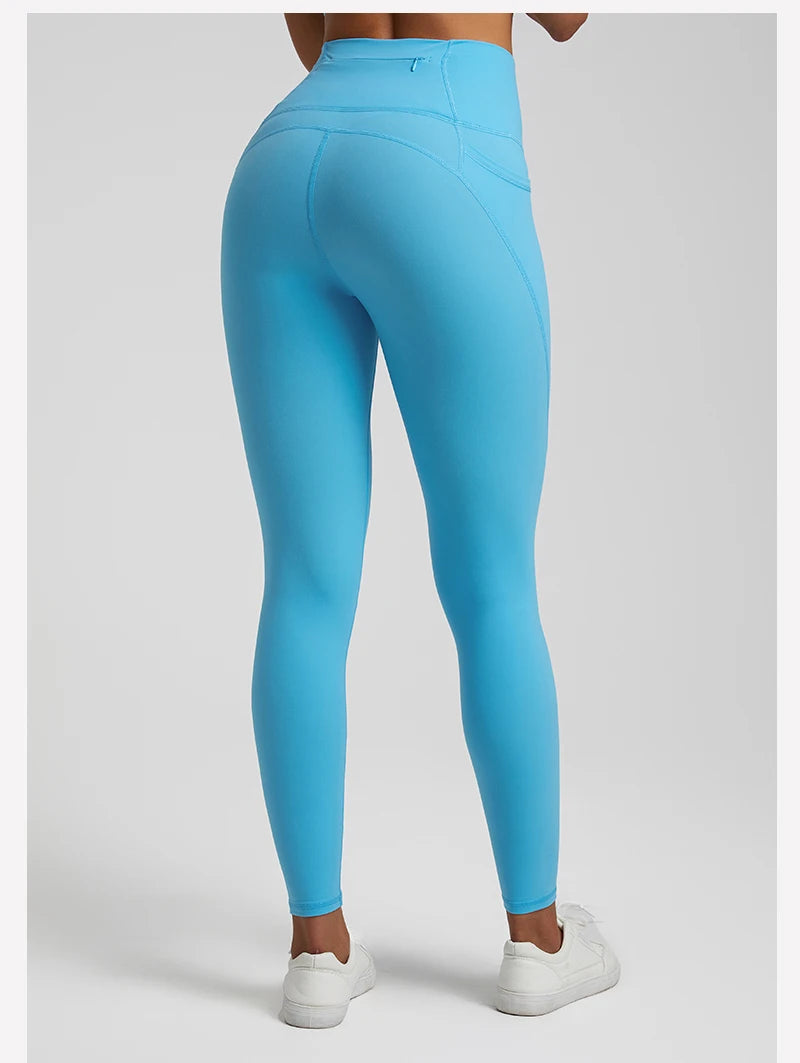 Naked High-Waist Yoga Leggings - 3 Pocket Ankle-Length Sport Leggings for Women