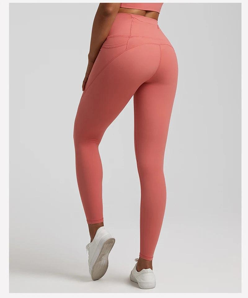 Naked High-Waist Yoga Leggings - 3 Pocket Ankle-Length Sport Leggings for Women