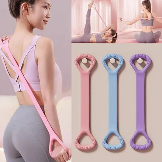 Stretch Strap Yoga 8-Figure Tensioner - Silicone Stretching Band for Yoga and Workout