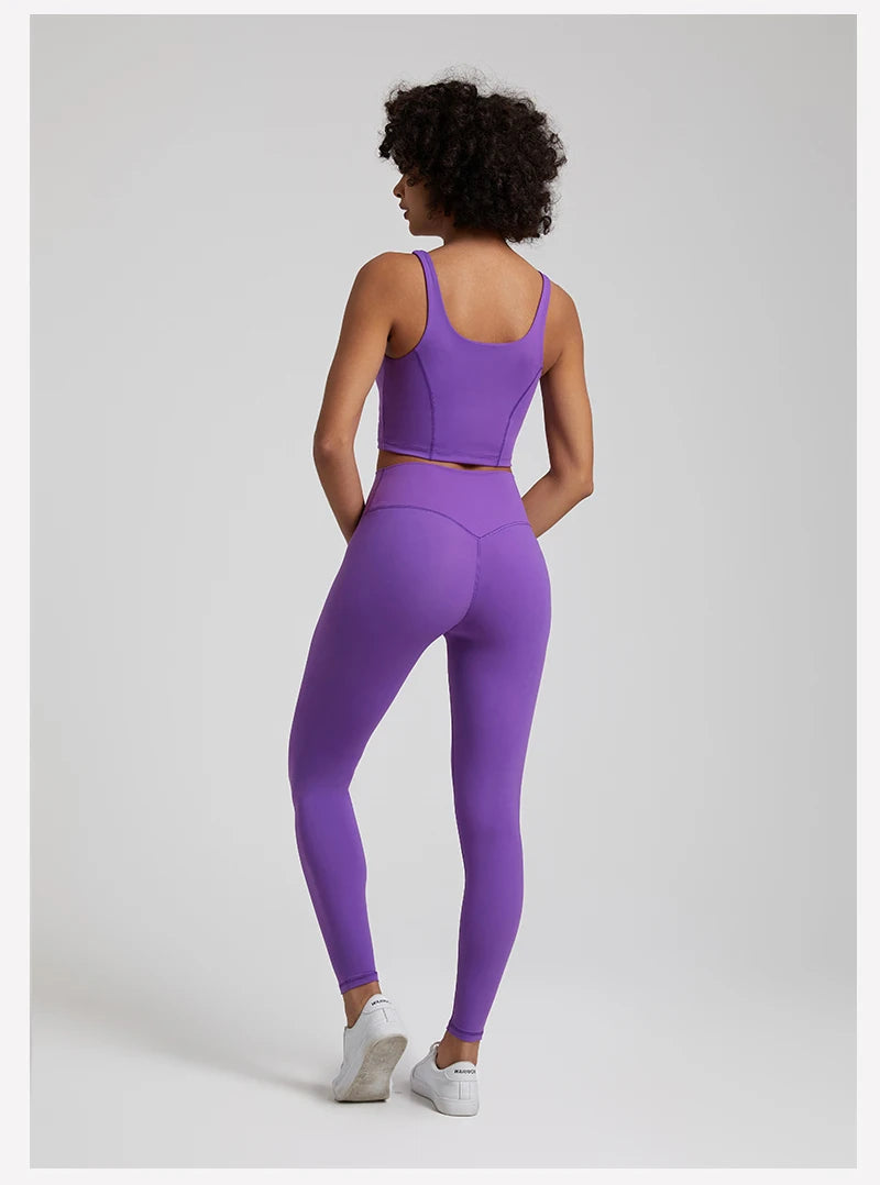 2-Piece Yoga Set - U-Back Crop Top & High Waist Leggings