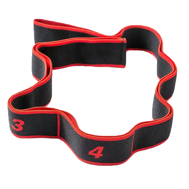 8-section style dance yoga stretching belt, designed for enhanced flexibility and muscle tension relief during yoga, Pilates, and fitness routines. This elastic tension belt offers adjustable resistance, helping improve stretching, mobility, and strength. Ideal for deepening stretches and promoting better posture, it’s perfect for athletes and fitness enthusiasts looking to increase their flexibility and enhance their workout performance.