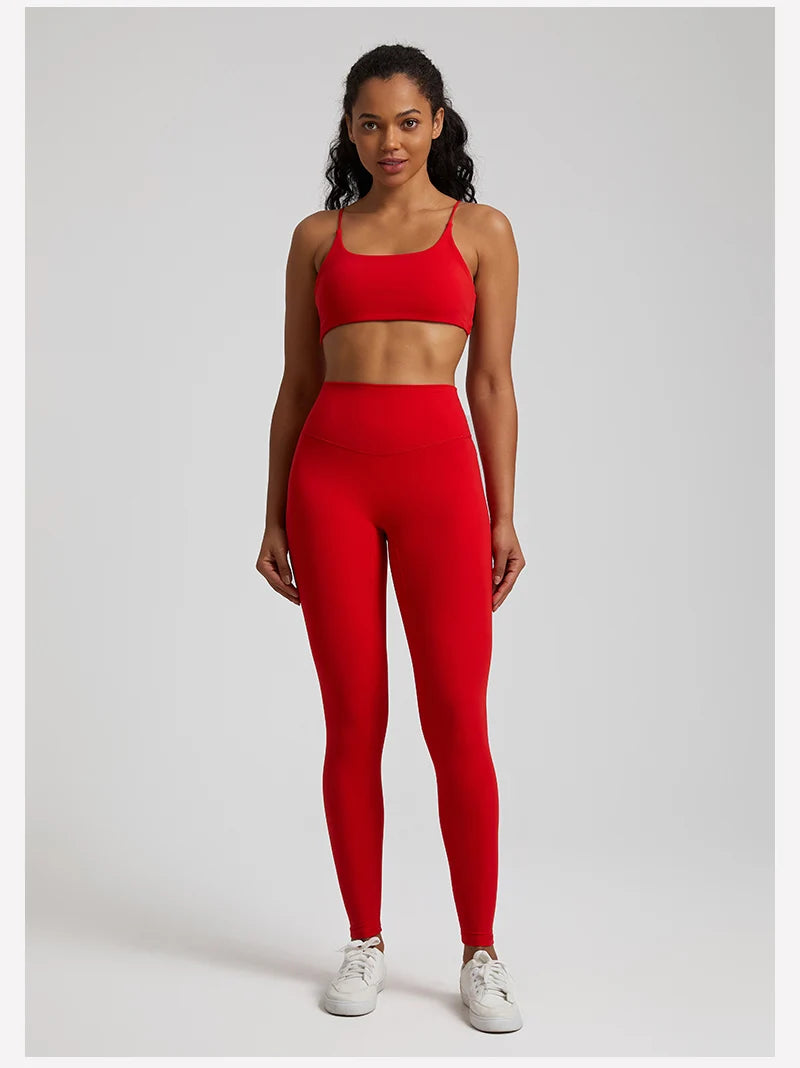 Buttery Soft Two-Piece Gym Set for Women: Backless Sports Bra & High-Waist Leggings