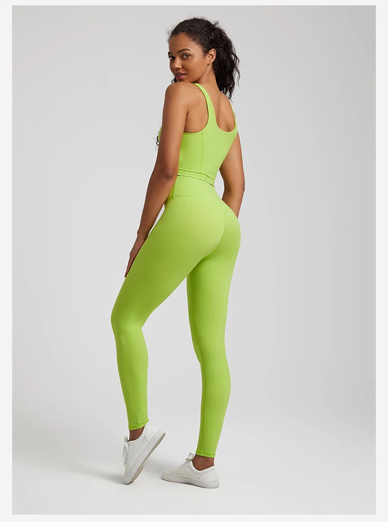 2-Piece Yoga Set - U-Back Crop Top & High Waist Leggings