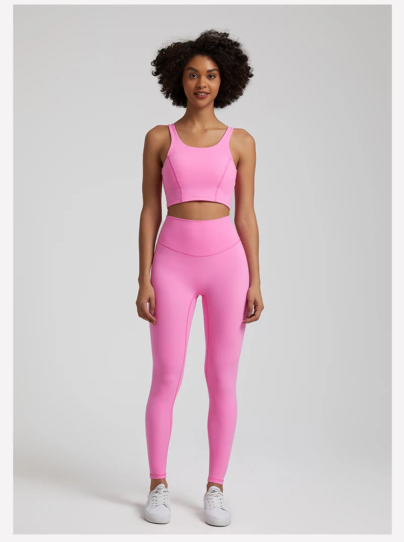 2-Piece Yoga Set - U-Back Crop Top & High Waist Leggings