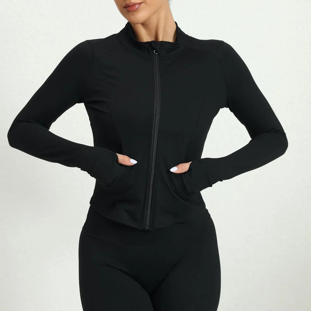 Women's Sports Jacket - Lightweight Zipper Running & Yoga Coat