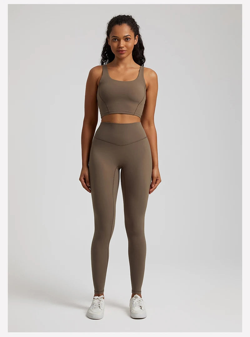 2-Piece Yoga Set - U-Back Crop Top & High Waist Leggings