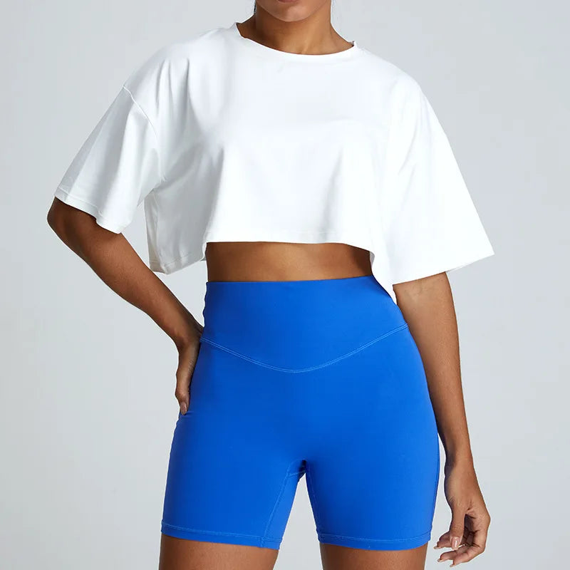 Women's Short Crop Top - Quick-Dry Workout, Yoga Shirt