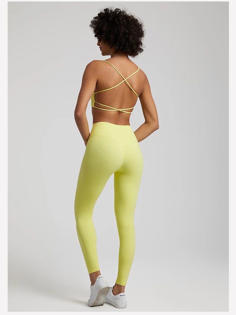 Buttery Soft Two-Piece Gym Set for Women: Backless Sports Bra & High-Waist Leggings