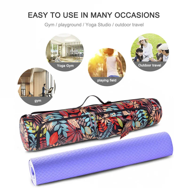 Printed Yoga Mat Bag - Stylish Sports Mat Backpack for Men and Women