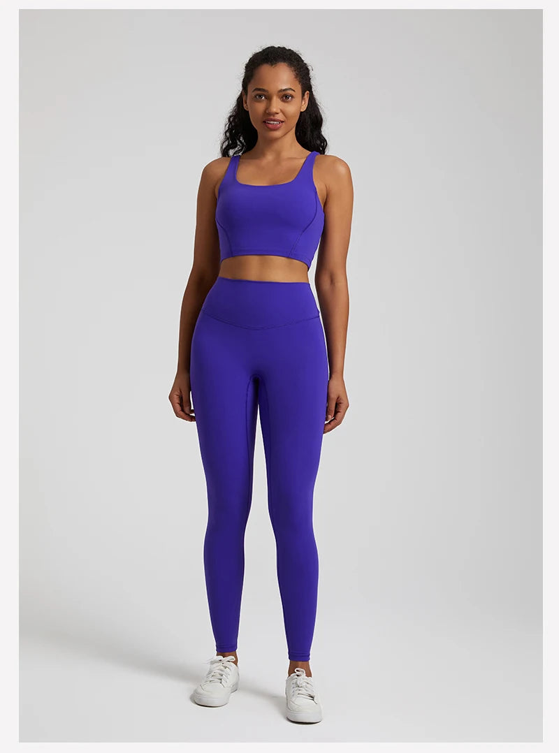 2-Piece Yoga Set - U-Back Crop Top & High Waist Leggings