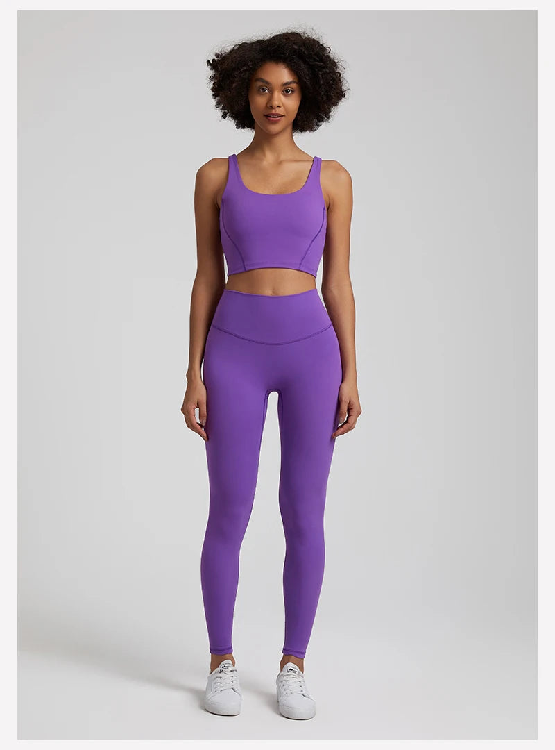 2-Piece Yoga Set - U-Back Crop Top & High Waist Leggings