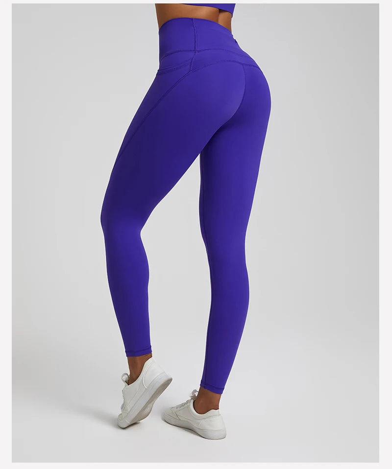 Naked High-Waist Yoga Leggings - 3 Pocket Ankle-Length Sport Leggings for Women