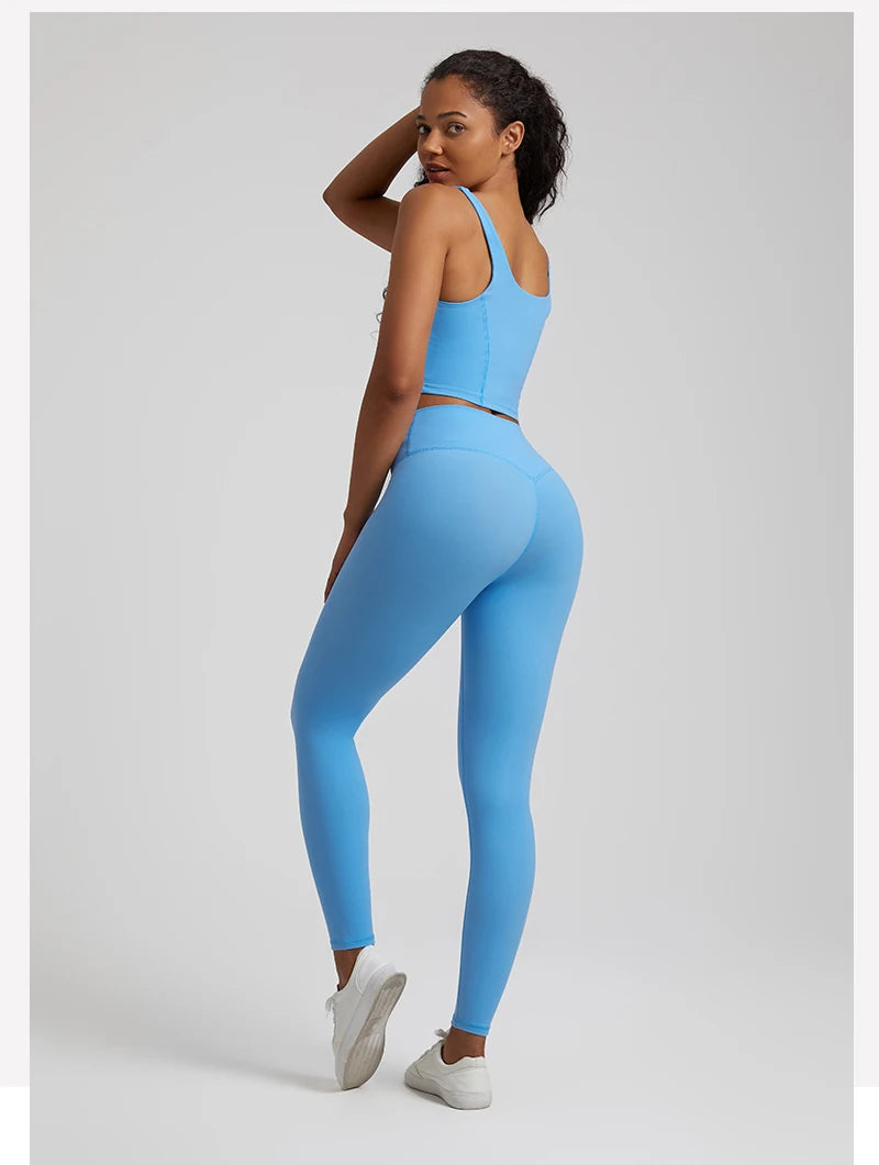 2-Piece Yoga Set - U-Back Crop Top & High Waist Leggings