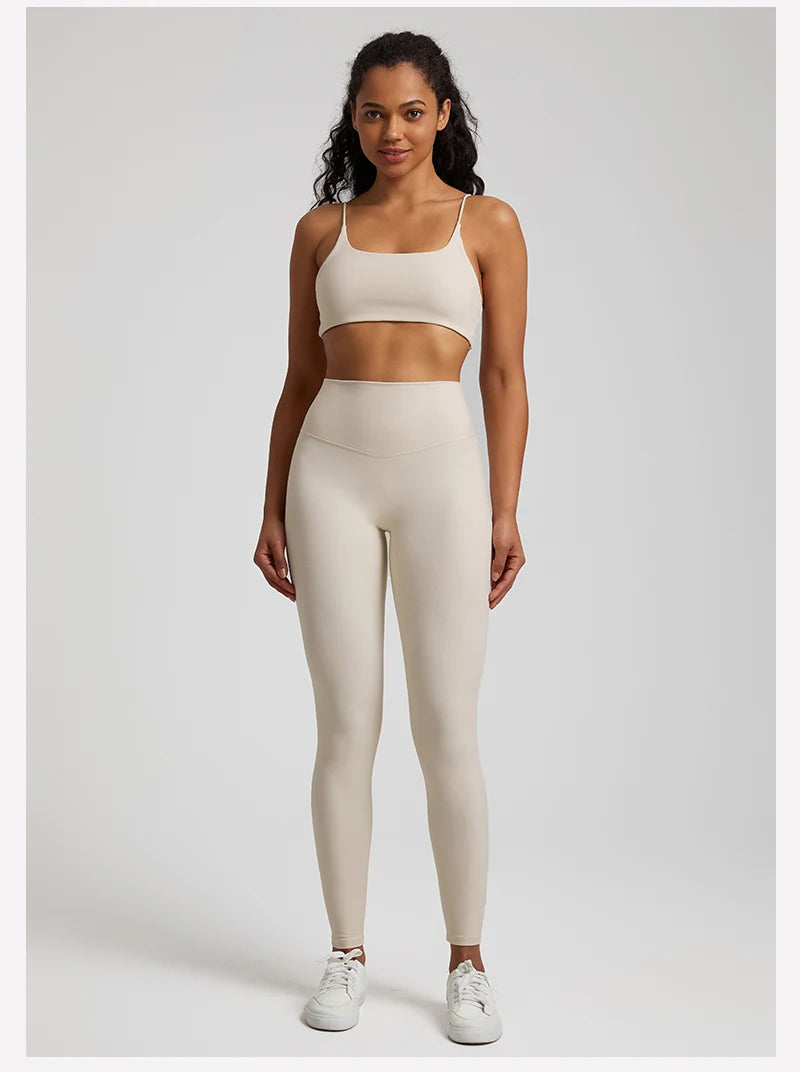 Buttery Soft Two-Piece Gym Set for Women: Backless Sports Bra & High-Waist Leggings