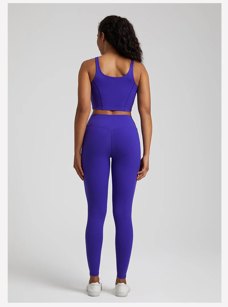 2-Piece Yoga Set - U-Back Crop Top & High Waist Leggings