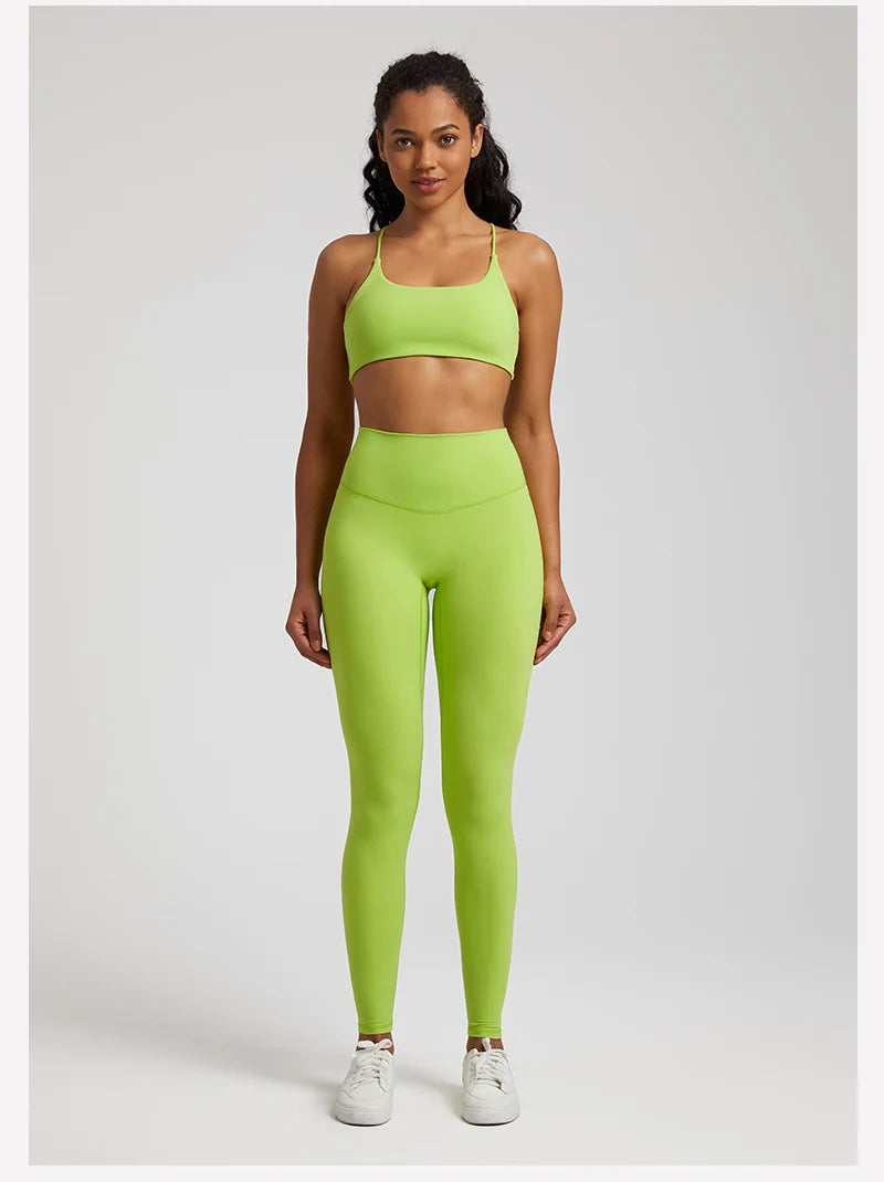 Buttery Soft Two-Piece Gym Set for Women: Backless Sports Bra & High-Waist Leggings