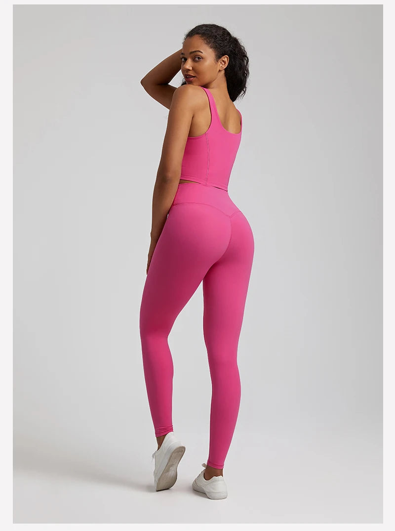 2-Piece Yoga Set - U-Back Crop Top & High Waist Leggings