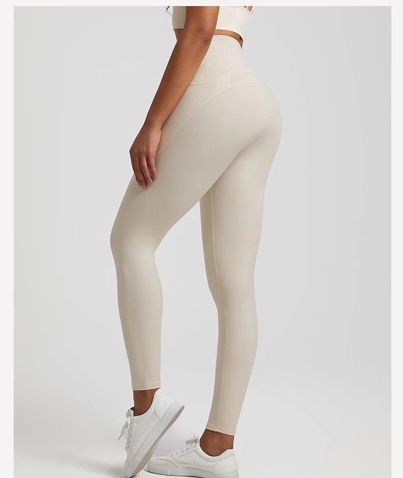 Naked High-Waist Yoga Leggings - 3 Pocket Ankle-Length Sport Leggings for Women