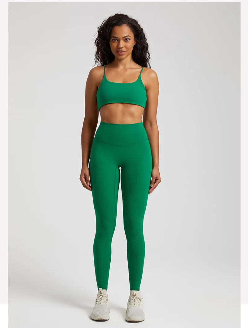 Buttery Soft Two-Piece Gym Set for Women: Backless Sports Bra & High-Waist Leggings