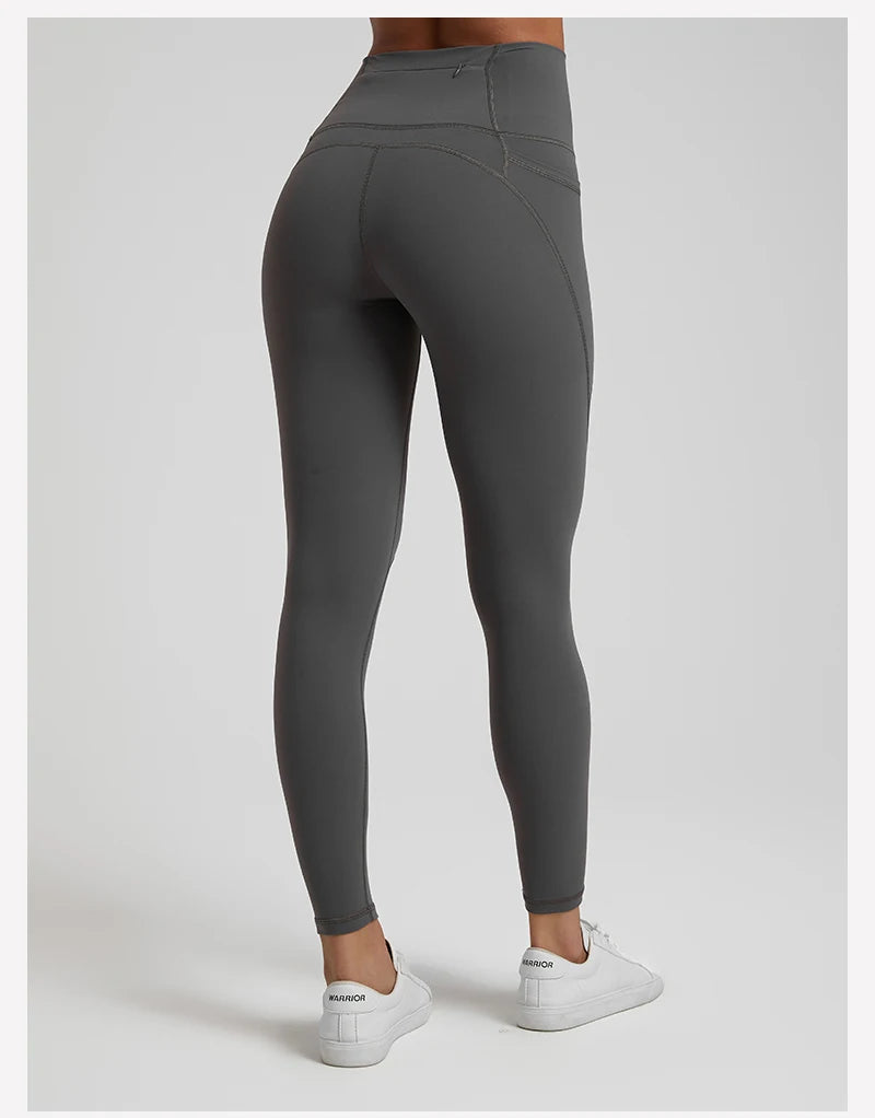 Naked High-Waist Yoga Leggings - 3 Pocket Ankle-Length Sport Leggings for Women