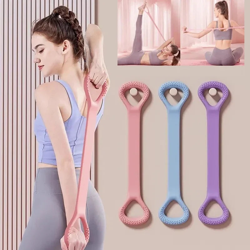 Stretch Strap Yoga 8-Figure Tensioner - Silicone Stretching Band for Yoga and Workout