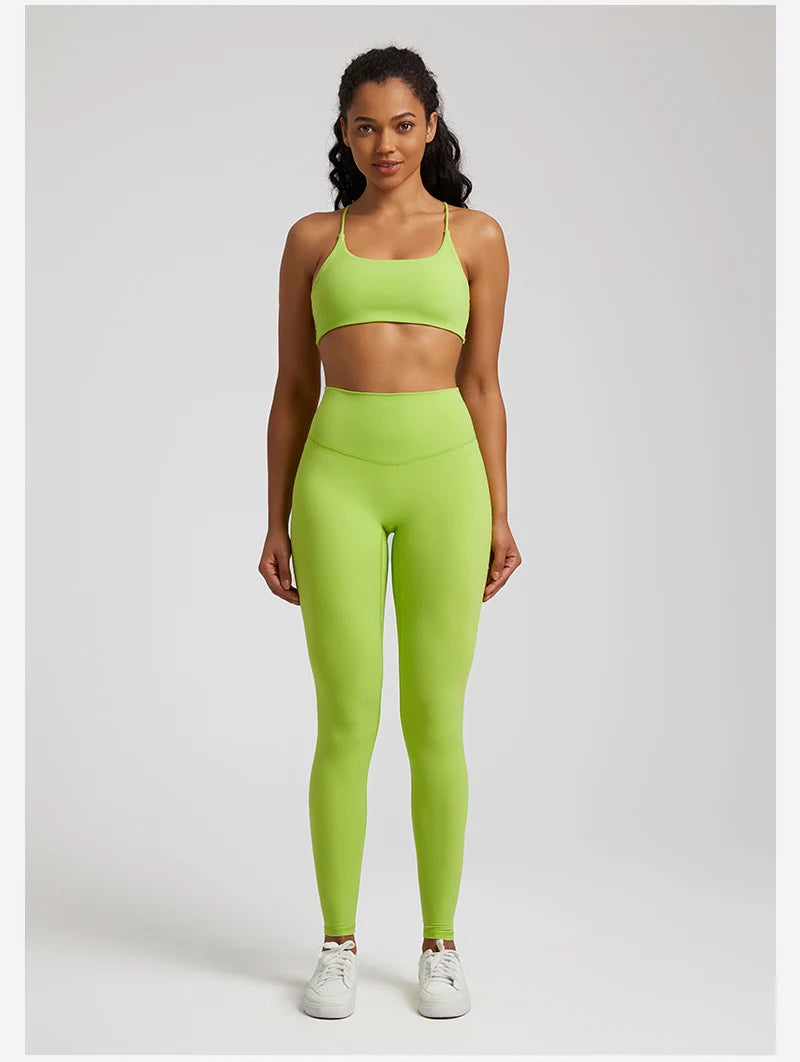 Buttery Soft Two-Piece Gym Set for Women: Backless Sports Bra & High-Waist Leggings