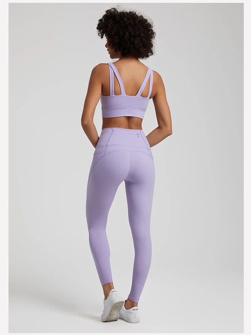 Naked High-Waist Yoga Leggings - 3 Pocket Ankle-Length Sport Leggings for Women