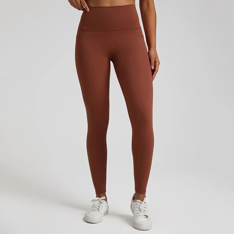 Naked High-Waist Yoga Leggings - 3 Pocket Ankle-Length Sport Leggings for Women